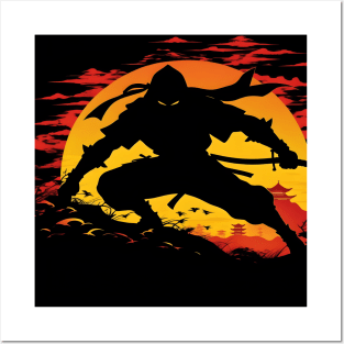 Badass ninja silhouette art Posters and Art